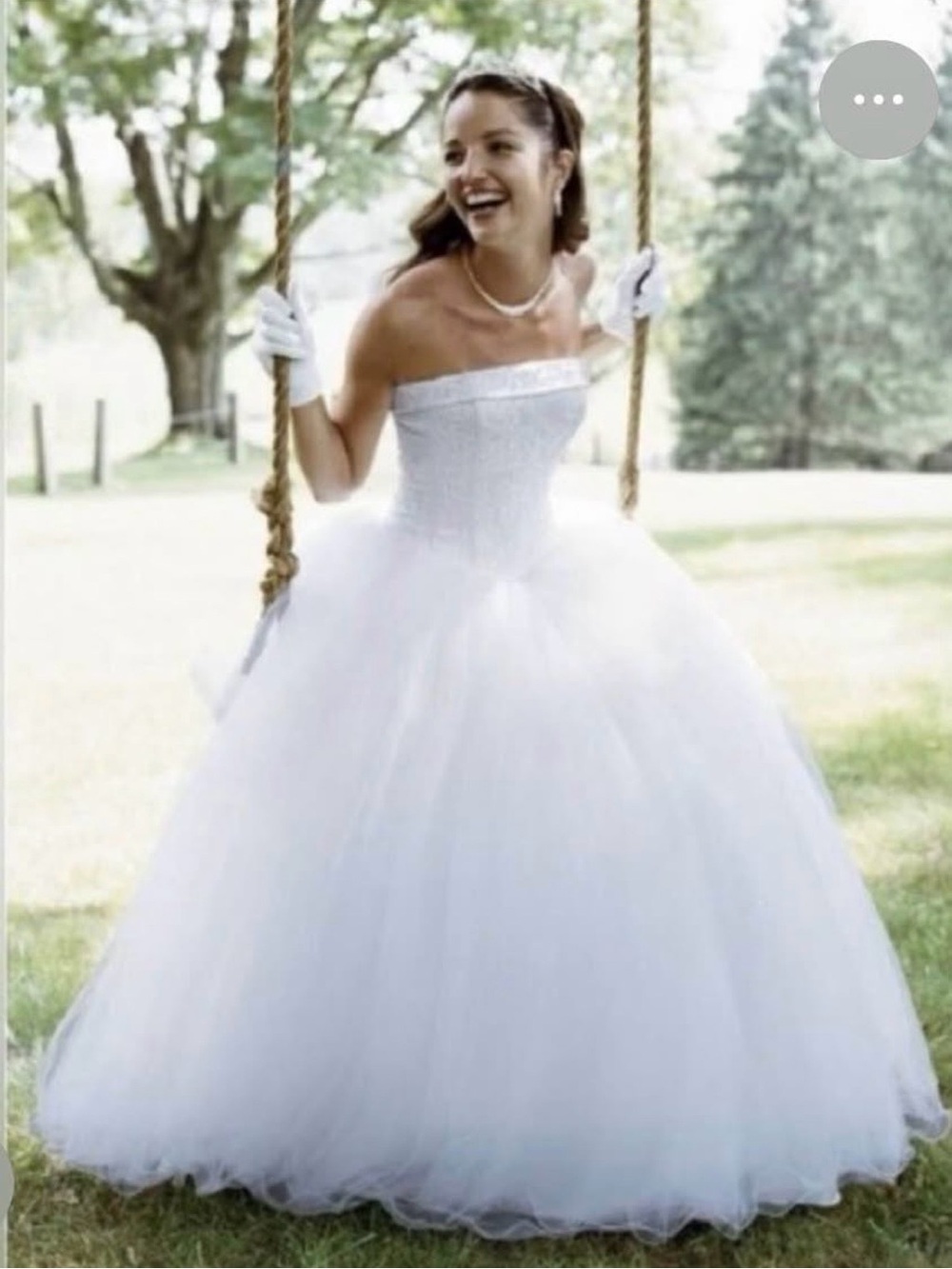 David's Bridal Strapless White Ball Gown Wedding Dress